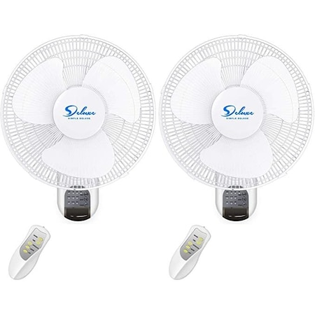 Simple Deluxe Heavy Duty Stainless 16-Inch Digital Wall Mount Oscillating Fan w/ Remote, 2-Pack, 2PK HIFANXWALLDIGIT16X2